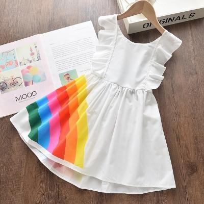 China popular Anti-wrinkle foreign trade products rainbow pattern on news girls summer dress for sale