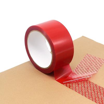 China Waterproof Blue Red White Brown Green 1 Roll 100% Total Transfer Tamper Evident Security Packing Tape for sale