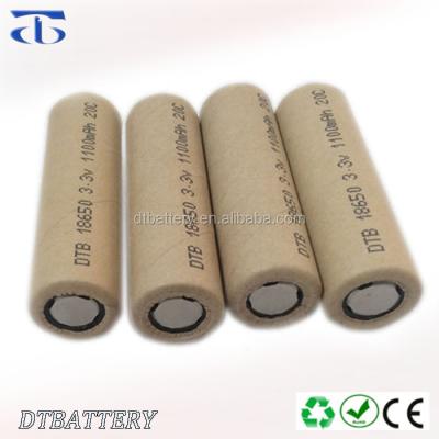 China Long Cycle Life LiFePO4 High Discharge Rate DTB18650 30C LiFePO4 Battery 3.2V 1100mAh for sale