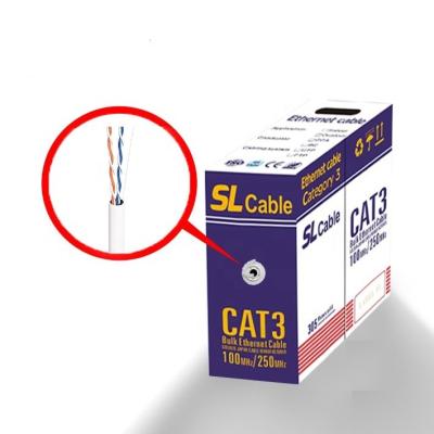 China Low Price CAT3 24AWG 0.5CU/CCA UTP Indoor Telephone Cable FTP SFTP 1000ft 305m Ethernet Internet CAT3 for sale