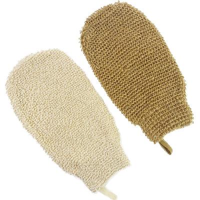 China Clean Eco Loofah Bath Glove Canvas Body Exfoliating Glove Scrubber Natural Shower Body Bath Scrub Brush Exfoliating Glove Glove for sale