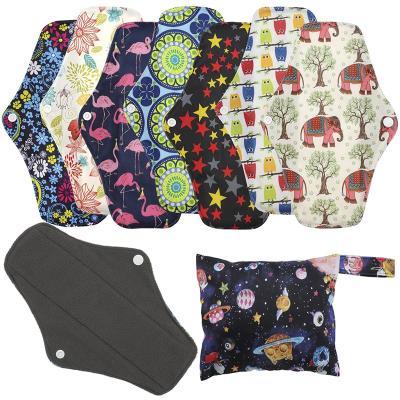 China Reusable Sanitary Pads Panty Liner Simfamily Women Super Absorbent Charcoal Feminine Sanitary Bamboo Waterproof Washable Towel for sale