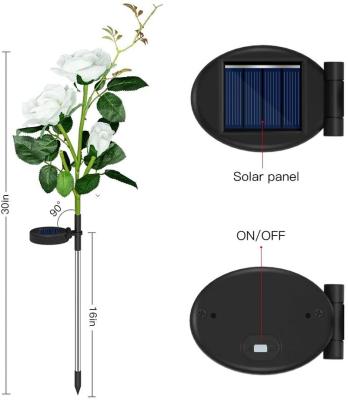 China Outdoor Garden Landscape Ground Socket Simulation Colorful Flower Led Garden Lights Solar Rose Lamp for sale