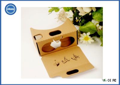 China Kraft Paper VR BOX Google Cardboard , 25mm PMMA Beige 3D Google Glasses for sale