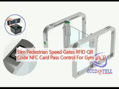 Slim Pedestrian Speed Gates RFID QR Code NFC Card Pass Control For Gym