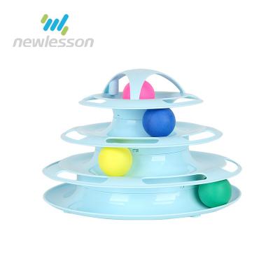 China Viable Funny Pet Toy 3 Layer Plastic Round Cute Cat Toy Rolling Ball for sale