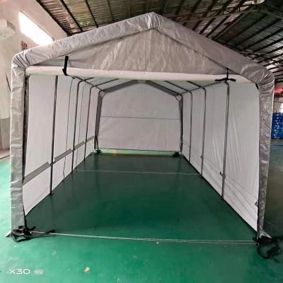 China Hot Sale 12'Wx20'L Aluminum-alloy Pipe Car Garage PE PVC Canopy Carport Car Parking Canopy for sale