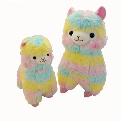 China Gift Kids Toys Wholesale Lovely Rainbow Alpaca Llama Plush Toy Color Alpaca Plush Pillow Doll For Children's Gift for sale