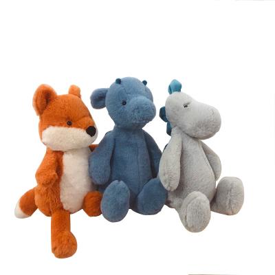 China Gift Kids Toys Wholesale Cartoon Animals Resting Fox And Dinosaur Plush Toys Newborn Baby Soothe Kids Sleeping Dolls Rest for sale