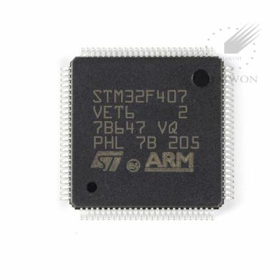 China ARM Cortex-M4 32b MCU+FPU standard original IC parts STM32F407VET6 LQFP100 electronic component new interfaces and camera chips for sale