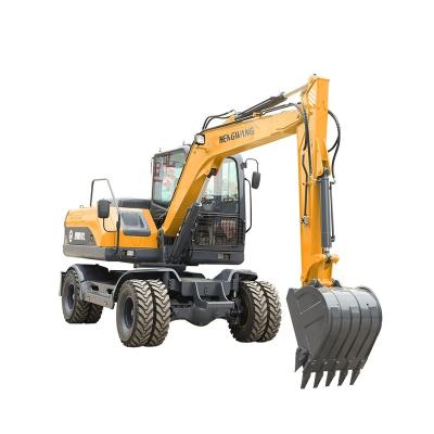 China New Nice price Chinese 6 ton 7ton easy operation 8 ton mini construction rc wheel hydraulic excavator for sale