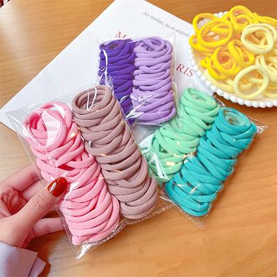 China New Arrival 50Pcs Package Fashion Women Children Hair Band Candy Color Soft Elastic Hair Bands Hair Ties Elastic Hair Bands for sale