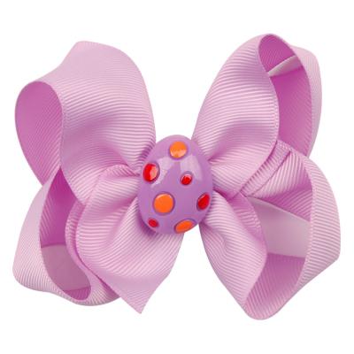 China 4.5 Inch Cute Hair Clip Solid Color Wholesale Sweet Bow Hair Clip With Eggs Easter Kids Hair Grip Accessory for sale