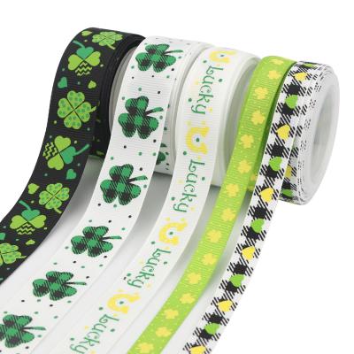 China Wholesale Floral St. Patrick's Day Printed Holiday Green Ribbon for sale