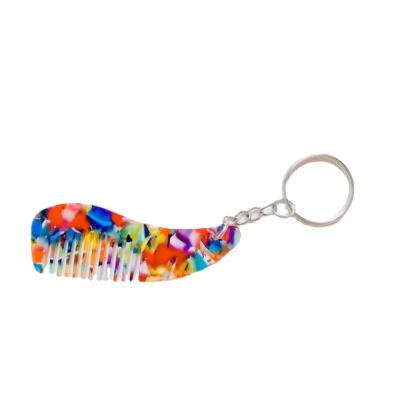 China Recycle Hot Popular Custom Acetate Comb Key Chain Acetate Round Key Chain Custom Made Key Chain for sale