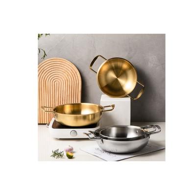 China Durable Outdoor Goods 201 Stainless Steel Luster Double Eared Limited Time Soup Pot for sale