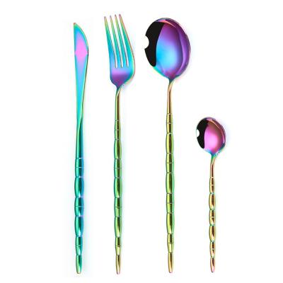 China Sustainable EVD Original 18/10 Flatware Modern Rainbow Stainless Steel Utensil Holder Cutlery for sale