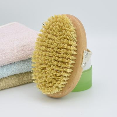 China EXFOLIATE Logo Beech Wooden Copper Bristle Copper Ion Hair Bath Brush Dry Body Brush High Quality Custom Skin For Women for sale