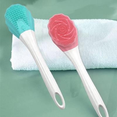 China Long Handle Body Massager Bath Rechargeable Waterproof Brush IPX7 Vibration Electric Silicone Shower Brush With Long Handle for sale