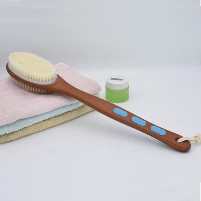 China Custom Boar Logo Wooden Body Brush Natural Long Handle Stiffened Exfoliating Long Handle Body Bath Shower Brushes for sale