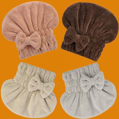 China Shower Hats Towel Microfiber Bathroom Comfy Wrapped Hats Quickly Bow Dry Hair Hat Women Girls Lady Lady Hair Bathing Hat for sale