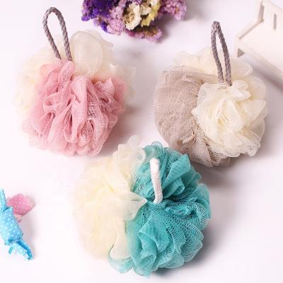 China EXFOLIATE Skin Exfoliating OEM PE Mesh Shower Puff Wholesale Two Color Bath Sponge For Body Wash for sale