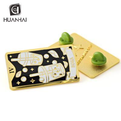 China Custom Metal World Metal Gift Gold Plated Square Logo Hard Enamel Pin Badge Maker for sale