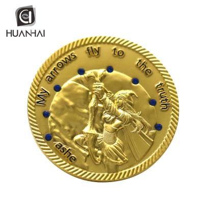 China Custom Europe 3D Gold Logo Matte Enamel Metal Stamping Coins for sale