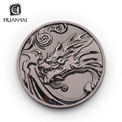 China China OEM Matte Nickel Plating Dragon 3d Spinner Challenge Coin Custom for sale