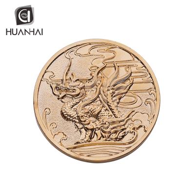 China Europe Factory Custom Gold Plated 3D Metal Chinese Lucky Dragon Challenge Coin With Plastic Case for sale