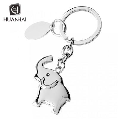 China Custom Metal Animal Shaped Cat Elephant Silver Plating Metal Key Chain With Laser Engraving for sale