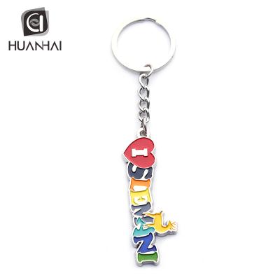 China Custom Metal Souvenir Enamel 3D Logo Letter Alphabet Luxury Metal Key Chain Maker for sale