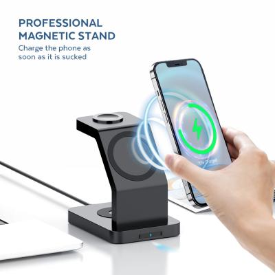 China Watch 3 in 1 Multifunctional Wireless Charger Stand Magnetic QI Dock Fast Charging Station For Watch 6 5 4 3 2 12ProMax for sale