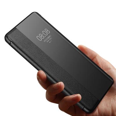 China Anti-fall View Smart Sleep Flip Leather Phone Case Genuine Leather Back Cover For Huawei Hauwei Mate30 Mate 30 Pro for sale