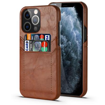 China High Quality Shockproof PU Leather Phone Case With Credit Card Slots Anti-fall Cellphone Back Cover For IPhone13 13Promax for sale