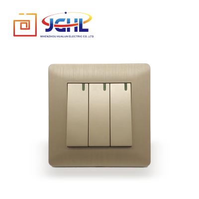 China 2019 New Safety Mold Champagne Color Brushed Pc Shell 3 Way Strip 1 Wall Switch for sale