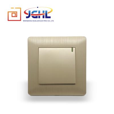 China 2019 New Security 1 Gang 1 Way Wall Switch Champagne Color Brushed Pc Shell Mold for sale