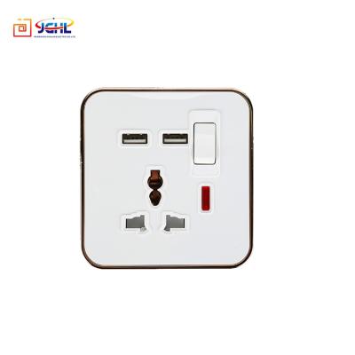 China Security Widely Use PC Electrode Switch 13A Multi Socket With Neon for sale