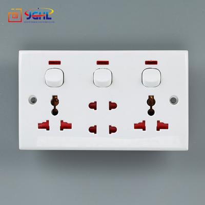 China 2018 Safety PC 3 USB Multi Strip 13A 250V SOCKET Switch Socket With Neon for sale