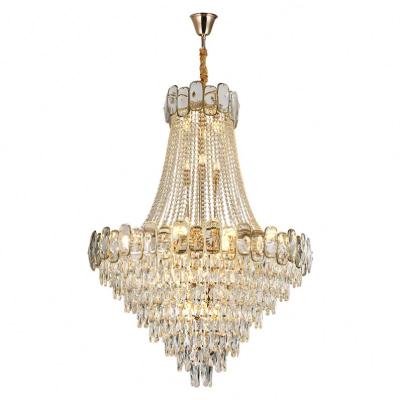 China Traditional Modern Luxury Crystal Hotel Lobby Stairs Villa Pendant Chandeliers Lamp Custom Long Lighting for sale