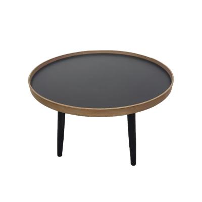 China Hot Selling Adjustable Chinese Modern Round Solid Wood Paint Tea Table (Other) Black Coffee Table For Living Room Bedroom Office Hotel for sale