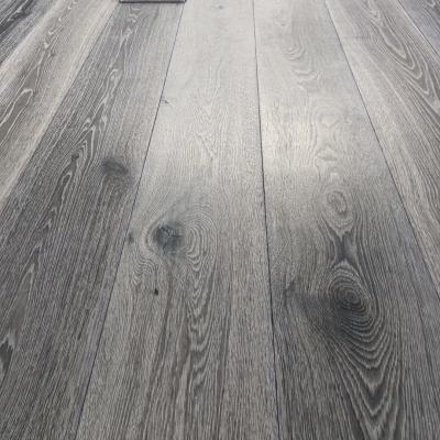 China Euro Style Traditional 5G Click Brushed White Oak Parquet Timber Flooring Chemical Reactive Stain Collection for sale