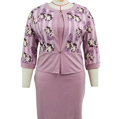 China Sustainable Bestseller Africa Plus Size Mother Dress Printed Jacket Summer Dress Two Piece Suit for sale