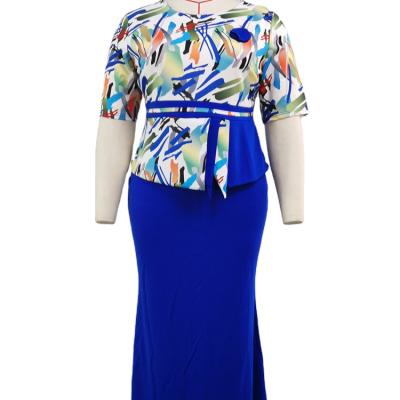 China Fashion Temperament Mid-sleeve Dress Fashionable Jacket Two-piece Banquet Plus Size Dress Suit for sale