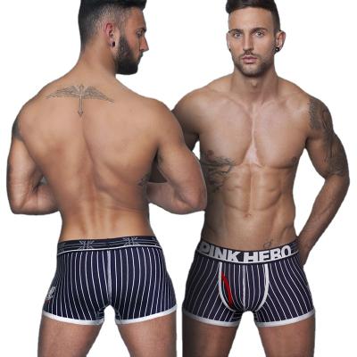 China 2021Y Antibacterial Yarn-Dyed Stripe Traction Frame Cotton Fashion Men's Flat-Leg Underwear Men's Underwear for sale