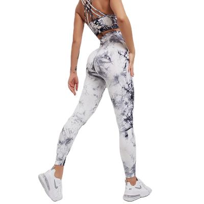 China Hot Selling Tight Fit Solid Color Breathable Tie Dye Outdoor Sports Strapless Yoga Pants Bra Set for sale