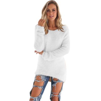 China FD34610174 Autumn Winter Women's Viable O-Neck Sweater Loose Knitted Ladies Sweater Female Plus Size Casual Solid Color Plush Sweater for sale