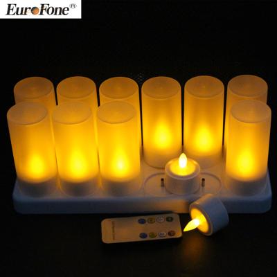 China Manufacture Factory CL213812RY Flameless Rechargeable LED Yellow Tea Candle Lights with Remote Control Led Candle for sale