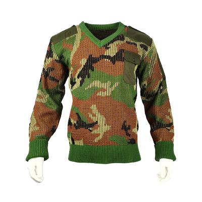 China 2021 Customs V-Neck Anti-Shrink Sweater Camouflage Tactical Sweater Men's Sweater Wool Pullover Sweater for sale