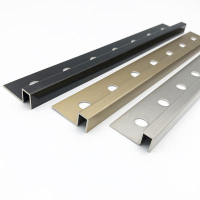 China Free Sample Modern Hairline Stainless Steel Trims Tile To Trim Corner Trim Ceramic Profile For Home Floor for sale